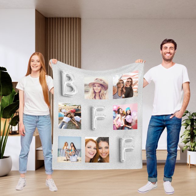 Cobertor De Velo Colagem de fotos prateadas dos melhores amigos (Criador carregado)