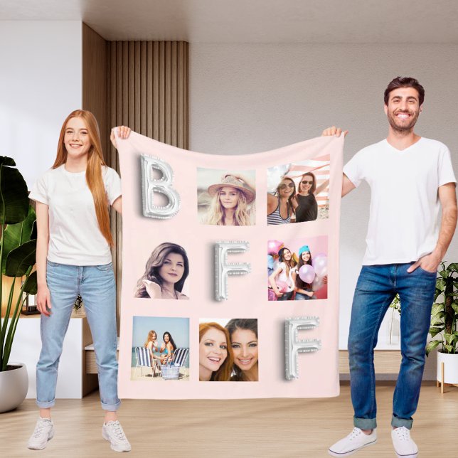 Cobertor De Velo Colagem de fotos prateadas rosa douradas do amigo (Criador carregado)