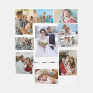 Cobertor De Velo Colagem de Fotos Simples e Chic   Casamento e famí