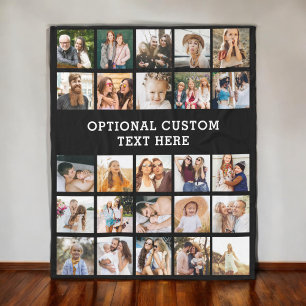 Cobertor De Velo Colagem de Fotos Simples Preta 25 Imagem Personali