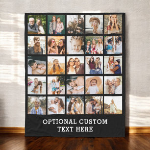 Cobertor De Velo Colagem de Fotos Simples Preta 25 Imagem Personali