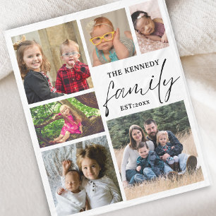 Cobertor De Velo Colagem de Fotos White 6 do Nome da Família Person