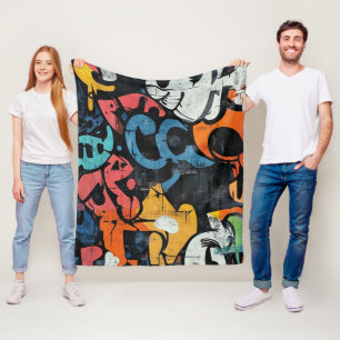Cobertor De Velo Colagem de Grafite Urbana com Cores Intensas  Pint