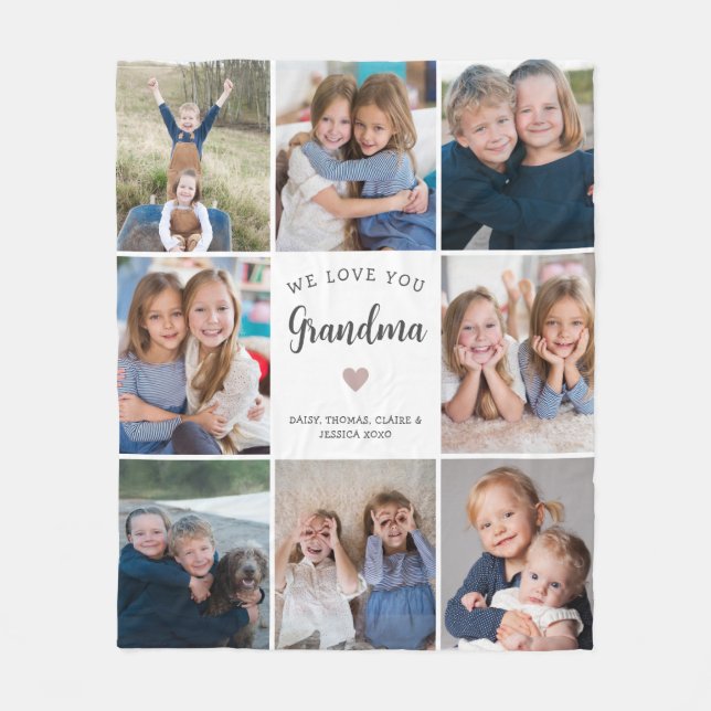 Cobertor De Velo Colagem de Texto Personalizado Moderno Avó 8-Foto (Frente)