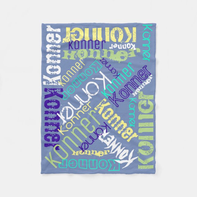 Cobertor De Velo Colagem do nome da cobertura azul personalizada (Frente)