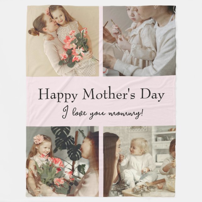 Cobertor De Velo Colagem e mensagem de fotos - Presente personaliza (Frente)