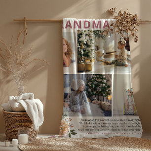 Cobertor De Velo Colagem Floral de Fotos 'Abraços para a Vovó'