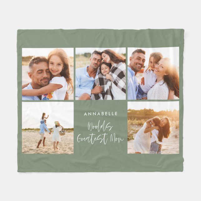 Cobertor De Velo Colagem fotográfica - dia de as mães verde-feminin (Frente (Horizontal))