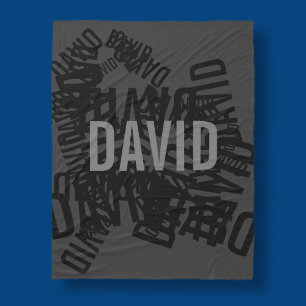 Cobertor De Velo Colagem legal de nomes modernos em preto e cinza