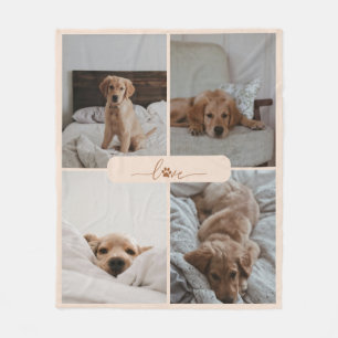 Cobertor De Velo Colagem Moderna de 4 Fotos de Amor por Animais de 