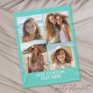 Cobertor De Velo Colagem Moderna Mínima de 4 Fotos - com Texto