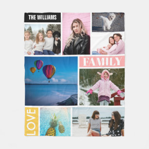 Cobertor De Velo Colagem personalizada da foto da família 8 nomeada