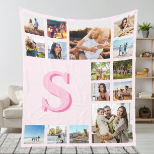 Cobertor De Velo Colagem Personalizada de 15 Fotografias do Monogra