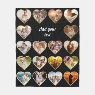Cobertor De Velo Colagem Personalizada de 18 Fotografias Douradas