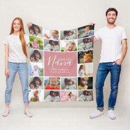Cobertor De Velo Colagem Personalizada de 20 Fotos 'Amo Você Vovó'