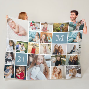 Cobertor De Velo Colagem Personalizada de 22 Fotos para Aniversário