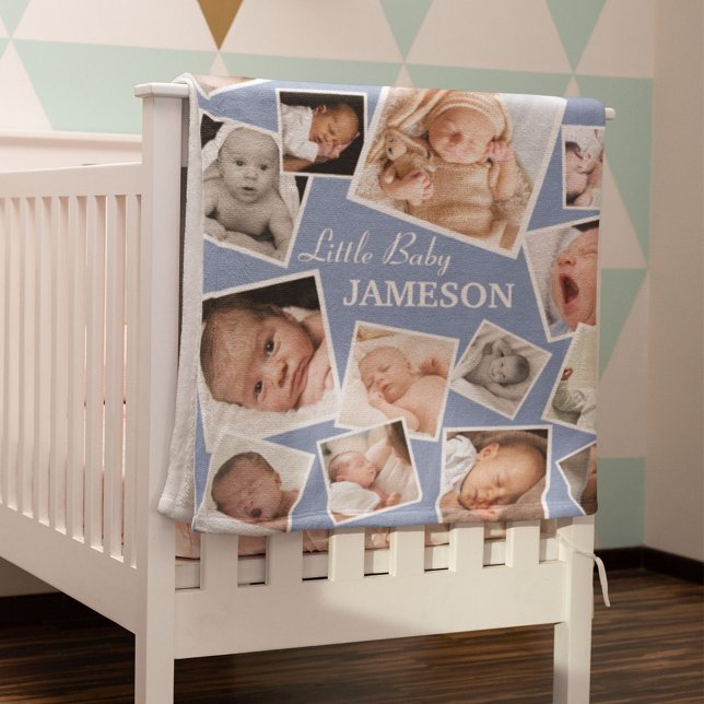 Cobertor De Velo Colagem Personalizada de Foto para Bebês 17 | Azul (Criador carregado)