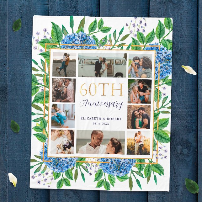 Cobertor De Velo Colagem Personalizada de Fotos do Hydrangea 60º An (Criador carregado)