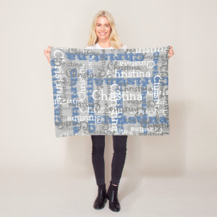 Cobertor De Velo Colagem Personalizada do Nome do Alojamento Azul d