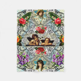 Cobertor De Velo Colagem Vintage Retro com rendas e flores