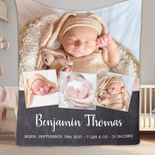 Cobertor De Velo Colar de Chalkboard Novo Bebê Personalizado com 4 