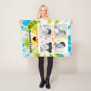 Cobertor De Velo Colar de Foto Personalizado Família Colorido Tie D