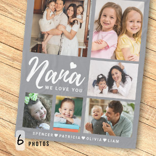 Cobertor De Velo Colar de Fotos 6 Cinza Nós Amamos Você Nana Netos 