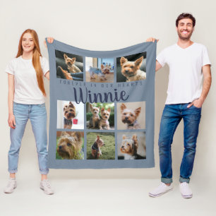 Cobertor De Velo Colar de Fotos de Estimação Azul com Nome Personal