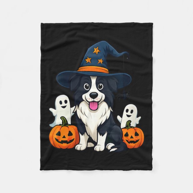 Cobertor De Velo Colar de Halloween de Cachorro Border Collie Femin (Frente)