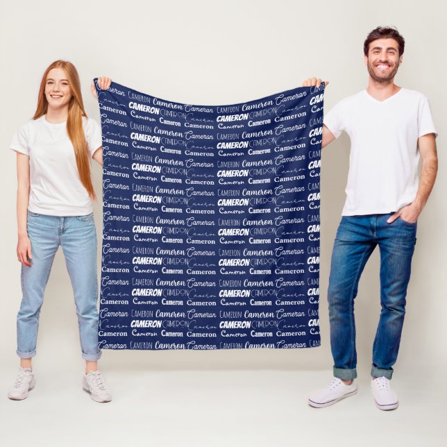 Cobertor De Velo Colar de Nome Personalizado Azul Navy Chic (In Situ)