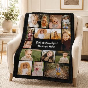 Cobertor De Velo Colar Moderno Personalizado de 16 Fotos em Cor Per