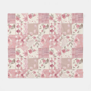 Cobertor De Velo Colcha Cor-de-Rosa com Remendo de Xadrez Estilo Co