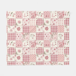 Cobertor De Velo Colcha Cor-de-Rosa com Remendo de Xadrez Estilo Co
