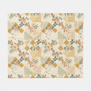 Cobertor De Velo Colcha de Remendo de Pêssego Amarelo Gingham Cotta