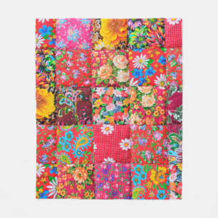 Cobertor De Velo Colcha de retalhos feita à mão com padrão floral c
