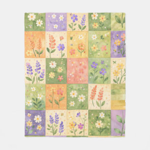 Cobertor De Velo Colcha Xadrez Floral Pastel Vintage Verde Roxo