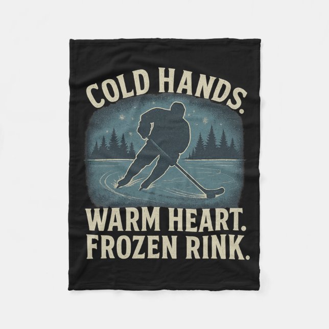 Cobertor De Velo Cold Hands Warm Heart Frozen Rink – Ice Hockey Win (Frente)