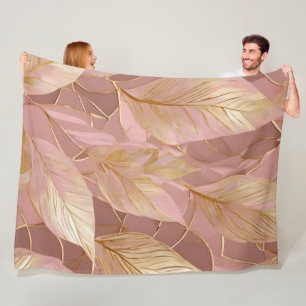 Cobertor De Velo Coleção Blush Dourado Boho Moderno Coleção de Folh