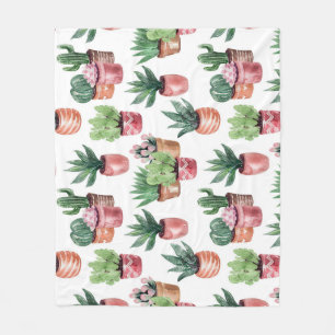 Cobertor De Velo Coleção de cactos em potes, aquarela.