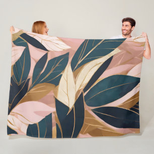 Cobertor De Velo Coleção de Folhas de Trendência Dourada de Boho Co