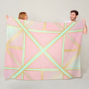 Cobertor De Velo Coleção Luxuosa e Tendência Rosa Bege Menta Dourad
