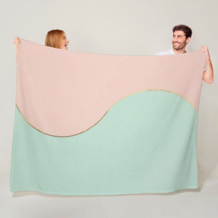 Cobertor De Velo Coleção Moderno Abstrato Rosa Bege e Verde Menta