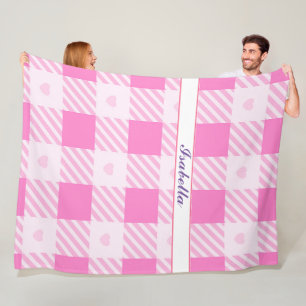 Cobertor De Velo Coleção Rosa Moderna de Xadrez de Amor