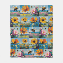 Cobertor De Velo Colheita de Abelhas primavera e Flores Selvagens