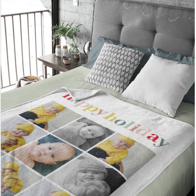 Cobertor De Velo Collage Photo | Feriado Feliz Colorido (Criador carregado)