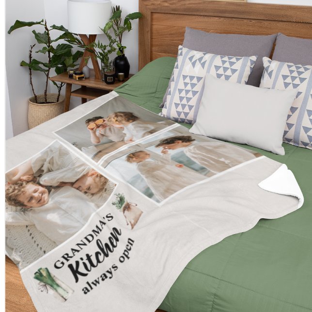 Cobertor De Velo Collage Photo & Grandma Kitchen Está Sempre Aberta (Criador carregado)