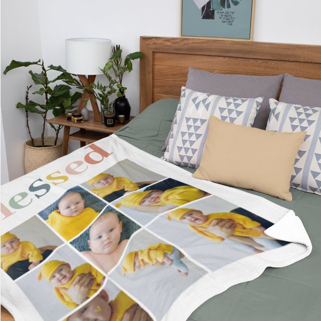 Cobertor De Velo Collage Photo | Presente de Natal Abençoado e Colo (Criador carregado)