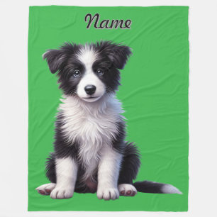 Cobertor De Velo Collie Puppy de Borda Cuja Fronteira Personalizada