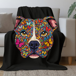 Cobertor De Velo Color Therapy Butterfly Dog Portrait Pitbull Mama