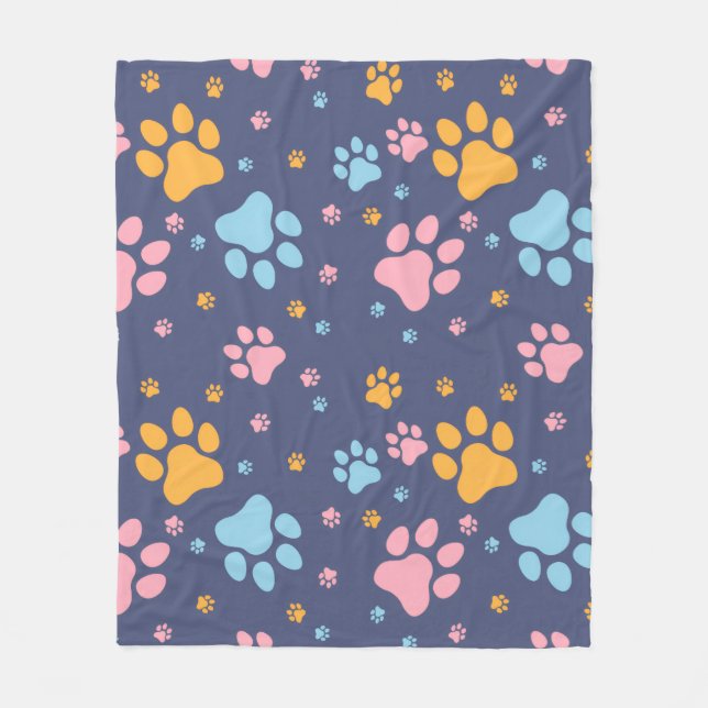 Cobertor De Velo Colorful Animal Paw Prints Pattern (Frente)